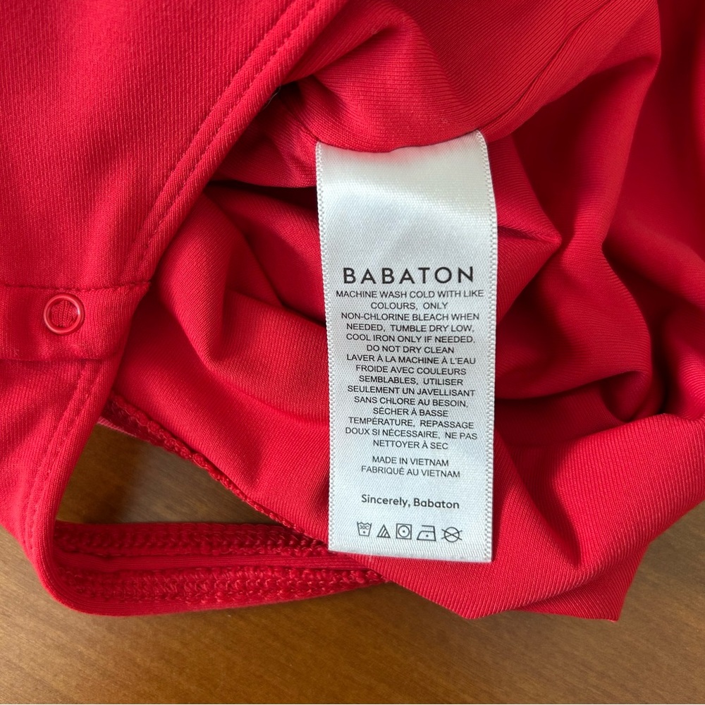 Aritzia Babaton Contour Crew Shortsleeve Bodysuit Red Size Extra Small - Picture 7 of 8